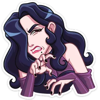 🥴 wanita, kartun, stiker, jahat, ekspresi, jijik telegram sticker