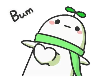 💓 Bum cute, kawaii, blob, heart, scarf, green whatsapp sticker