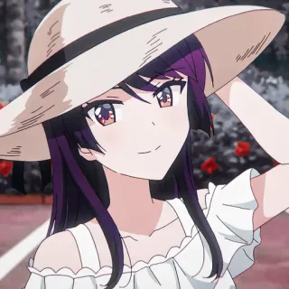 🌚 Anime, Mädchen, Hut, Sommer, Süß telegram sticker