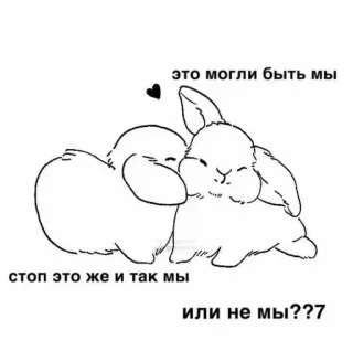 ❤️ это могли быть мы
стоп это же и так мы
или не мы??7 bunny, cute, love, rabbits, animals, couple telegram sticker