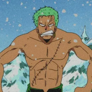 🌽 Zoro One Piece anime, swordsman, battle scars, warrior, fighter telegram sticker