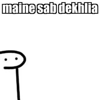 😂 maine sab dekhlia meme, stick figure, funny, text, hindi telegram sticker