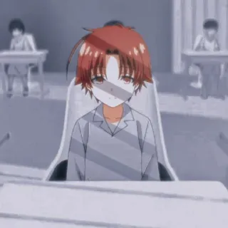 😐 Anime, Klassenzimmer, Schule, Junge, Rote Haare telegram sticker