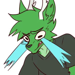 😭 Мультик, Плачет, Зеленый, Волк, Грустный telegram sticker