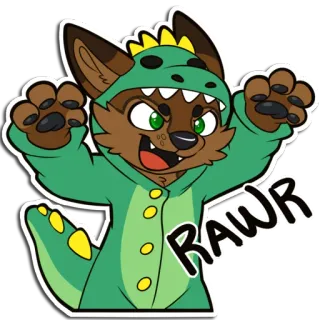🦖 RAWR furry, dinosaur, onesie, rawr, cute, anthropomorphic, cartoon, kigurumi telegram sticker