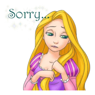 😔 Rapunzel Tangled Sorry. disney, prinzessin, entschuldigung, süß, cartoon, entschuldigung telegram sticker