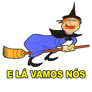 🧹 E LÁ VAMOS NÓS bruxa, vassoura, desenho animado, voando, Halloween telegram sticker