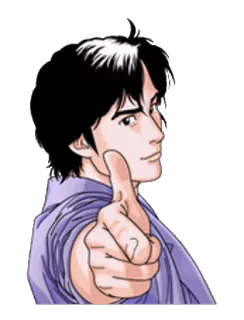 😗 anime, character, pointing, gesture, manga telegram sticker