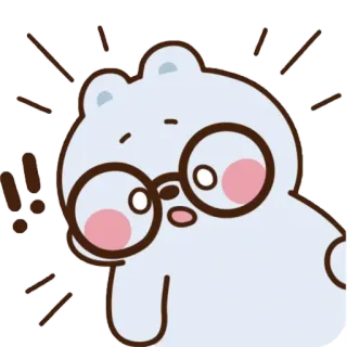 😲 gấu, kính, dễ thương, nhãn dán, phim hoạt hình, sốc, dấu chấm than telegram sticker