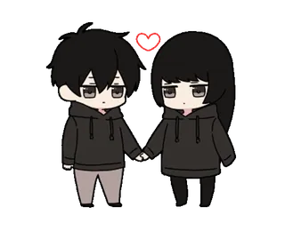❤️ paar, anime, liebe, süß, chibi, cartoon whatsapp sticker