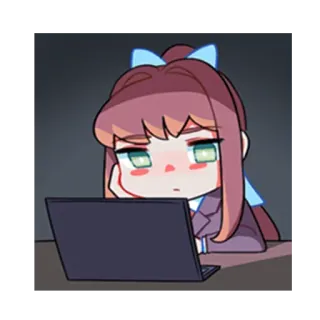 🥱 Monika Doki Doki Literature Club! monika, 心跳文学部, 动漫, 贴纸, 游戏, 卡哇伊, 可爱, Q版 whatsapp sticker