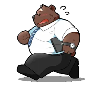 😣 bear, cartoon, running, office worker, businessman, anthropomorphic whatsapp sticker