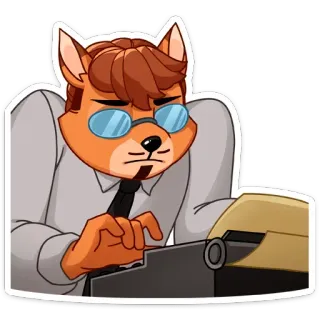 🤓 anthropomorphic, cat, typing, glasses, cartoon whatsapp sticker