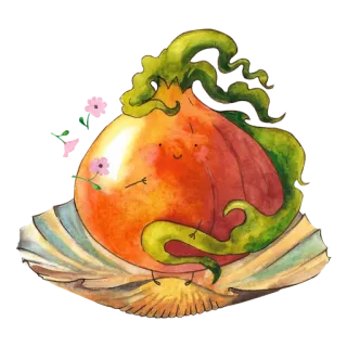 👙 zwiebel, gemüse, niedlich, cartoon, blume, essen telegram sticker
