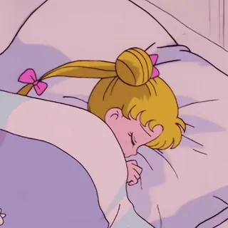 🌙 Sailor Moon Anime, Slaperig, Bed, Cartoon, Meisje telegram sticker