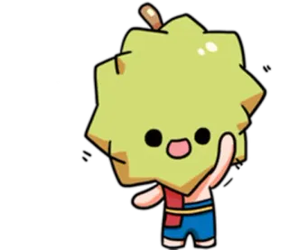 🙋 Durian, Owoc, Kreskówka, Słodki, Postać telegram sticker