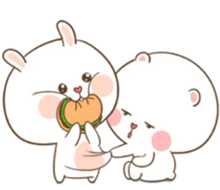 😋 cute, bunny, bear, food, cartoon, animal telegram sticker