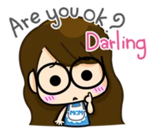 😧 Are you ok? Darling cartoon, girl, cute, darling, concerned, animated whatsapp sticker