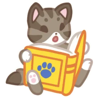 😲 кот, чтение, книга, животное, милый, отпечаток лапы telegram sticker