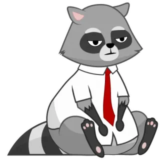 ☹️ guaxinim, animal, desenho animado, escritório, cansado, gravata telegram sticker