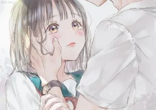 🌻 anime, girl, drawing, illustration, couple, romance telegram sticker