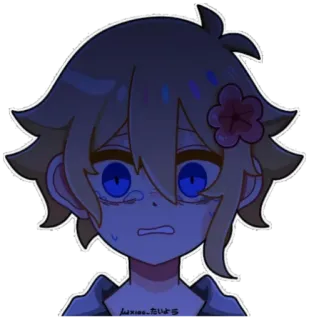😨 furxiee.ただよ Anime, Smutny, Łzy, Kwiat, Portret telegram sticker