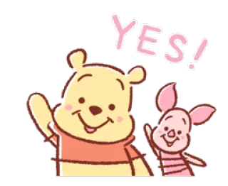 😄 Winnie the Pooh YES! винни пух, пятачок, дисней, да, подтверждение, мультфильм, дружба telegram sticker