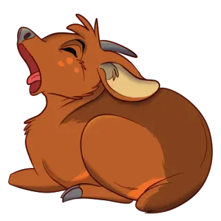 😴 desenho animado, animal, veado, fofo, marrom, chifres pequenos, bocejo, descanso whatsapp sticker
