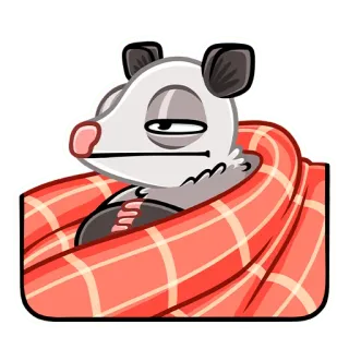 🤨 zarigüeya, animal, manta, acogedor, cansado, dibujos animados whatsapp sticker