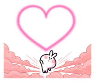 💖 lapin, coeur, rose, mignon, amour, dessin animé, autocollant telegram sticker