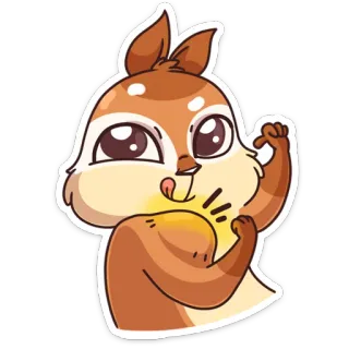 💪 Eichhörnchen, Tier, Cartoon, süß, Muskeln, Flexen, lustig telegram sticker