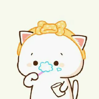 🍓 kucing, sikat gigi, lucu, hewan, kartun, gosok gigi whatsapp sticker