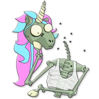👀 unicorn, zombie, undead, skeleton, cartoon, fantasy, magic whatsapp sticker