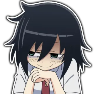 😏 anime, dziewczyna, zarozumiały, uśmiech, studentka whatsapp sticker