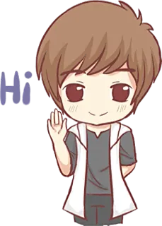 🖐 Hi Dibujo animado, Chico, Saludo, Hola, Amigable, Saludando telegram sticker