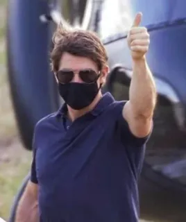 ✨ Tom Cruise Tom Cruise, actor, pulgar arriba, máscara, celebridad telegram sticker