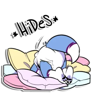 😴 *Hides* hiding, pillows, animal, cartoon telegram sticker