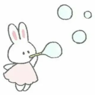 🤍 conejo, burbujas, lindo, dibujos animados, animal telegram sticker