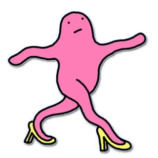 😨 ピンクのblob, ハイヒール, 漫画のキャラクター, おバカ, 風変わり, ステッカー telegram sticker