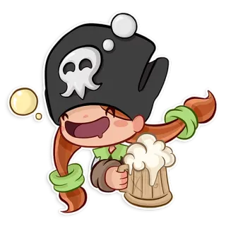 🍺 Pirat, Cartoon, Bier, Getränk, Schädel, Hut, Figur whatsapp sticker