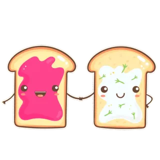 😁 Torrada, Geleia, Cream cheese, Kawaii, Comida, Fofo, Desenho animado telegram sticker