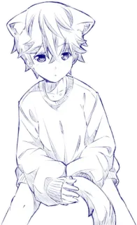 😐 Anime, Catboy, Sketsa, Kawaii, Neko, Manga, Imut telegram sticker