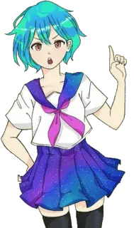 😠 Anime, Garota, Terra, Planeta, Uniforme escolar, Apontando telegram sticker