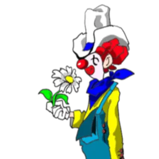 🌷 Palhaço, Flor, Desenho animado, Personagem, Feliz telegram sticker