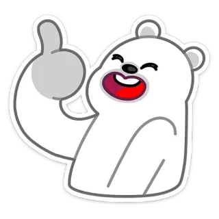 👍 orso, cartone animato, adesivo, pollice in su, animale, carino telegram sticker