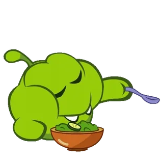 🍽 Om Nom Cut the Rope Om Nom, Cut the Rope, comendo, monstro verde, desenho animado, fofo whatsapp sticker
