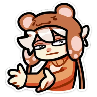 🤷‍♀ sticker, bear hat, anime style, cartoon, character telegram sticker