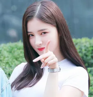 🧚‍♀ wanita, menunjuk, kpop, idola, cantik, orang whatsapp sticker