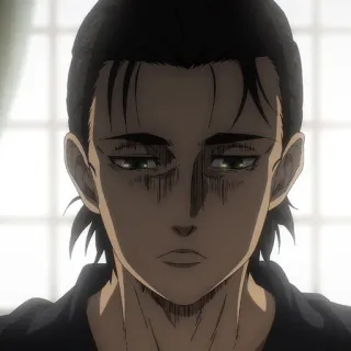 😞 Eren Yeager Attack on Titan Anime, Mangá, Ataque dos Titãs, Eren Yeager, Sério, Personagem, Retrato telegram sticker