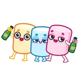 🤪 棉花糖, 派对, 庆祝, 可爱, 卡通, 饮酒 telegram sticker